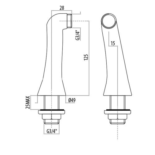 Ножка (1 шт) для монтажа смесителя на борт ванны Gattoni Accessori 1544/00C0cr - фото 2