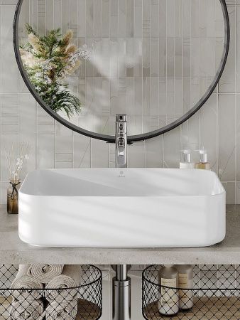 Раковина из сантехнического фарфора Orange B07-600W 60х40 накладная цвет белый