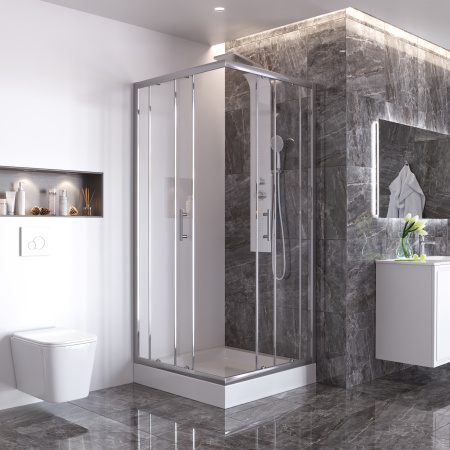 Душевой уголок Taliente TA-08082-1CP 80х80 стекло прозрачное профиль хром глянцевый без поддона