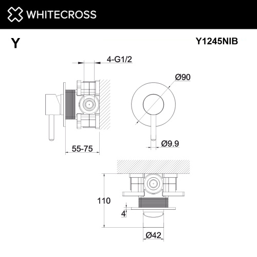 Смеситель для душа Whitecross Y brushed nickel Y1245NIB встраиваемый никель брашированный - фото 3