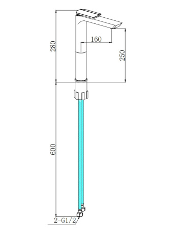 Смеситель BOCH MANN COMO BG XL BM9632 на раковину/на столешницу черный с золотым
