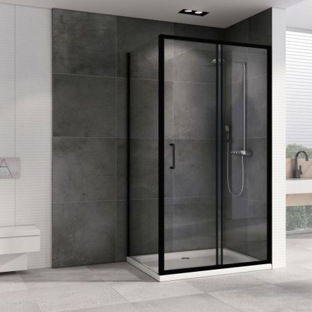 Душевой уголок Abber Schwarzer Diamant AG30150B5-S80B5 150х80 стекло прозрачное профиль черный без поддона