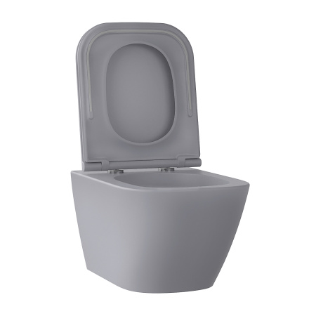 Унитаз подвесной Wellsee Pure BY Wellsee 182605001 серый матовый с сиденьем микролифт безободковый каскадный смыв