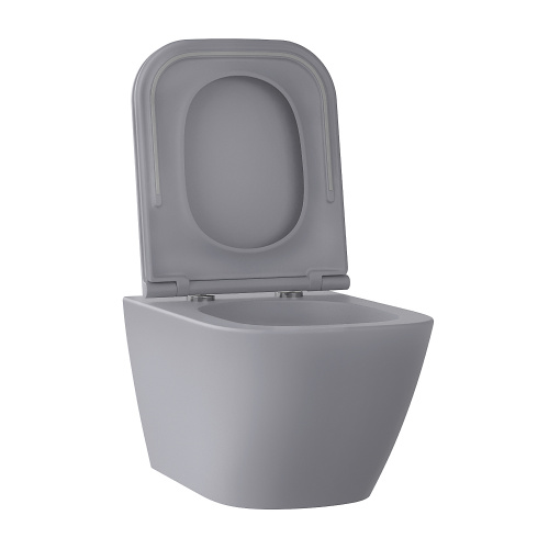 Унитаз подвесной Wellsee Pure BY Wellsee 182605001 серый матовый с сиденьем микролифт безободковый каскадный смыв - фото 2
