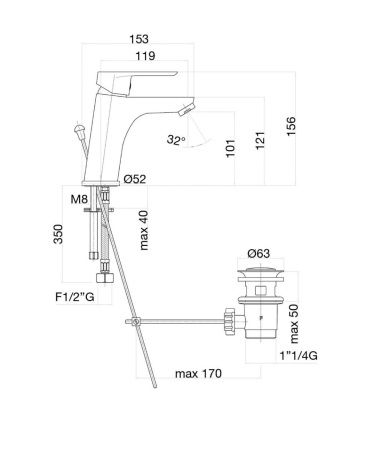 Смеситель Fiore 81BX8123 на раковину черный/хром