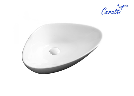 Раковина из сантехнического фарфора Cerutti SPA CR7025M 59х39 накладная цвет белый без отверстий под смеситель