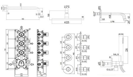 Душевая система Paffoni Modular Box KITMB019CR045 встраиваемая в стену