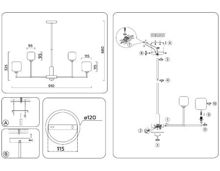 Люстра на штанге Ambrella Light Heigh Light (Хеигх Лигхт) LH53005
