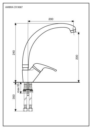 Смеситель для кухни Emmevi Ambra 9087/BC на столешницу белый/хром