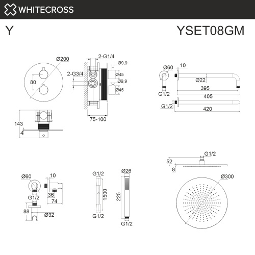 Душевая система Whitecross Y gunmetal YSET08GM встраиваемая - фото 3