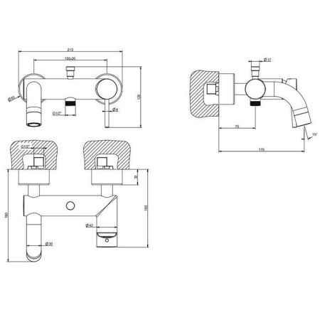 Смеситель Gessi Emporio Via tortona 18613#299 настенный черный