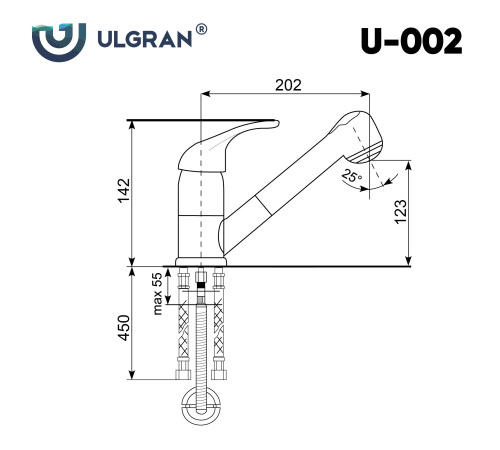 Смеситель для кухни Ulgran Classic U-002-345 на раковину шоколад без термостата - фото 2