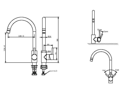 Смеситель для кухни Bravat Slim F7332366CP-RUS на столешницу хром - фото 2