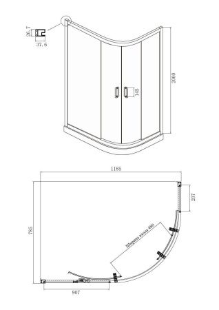 Душевой уголок Ambassador Royal 18015301 120х80 стекло с рисунком профиль золото без поддона