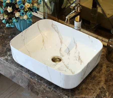 Раковина из санфаянса CeramaLux 190 50х39 накладная цвет белый