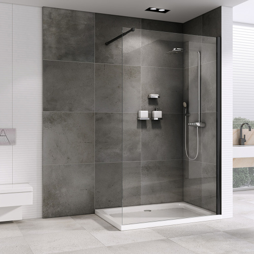 Душевая перегородка Abber Immer Offen AG61120B8 120х200 стекло прозрачное профиль черный - фото 2