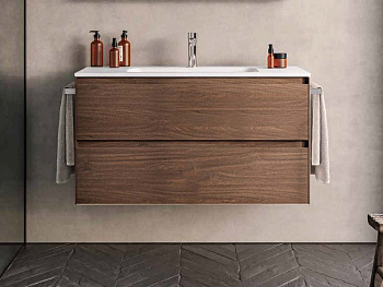 Тумба под раковину Berloni Bagno WAKBS2CKDIC 1430 100х46х55 подвесная цвет дуб темный