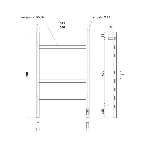 Полотенцесушитель Point Селена PN16858GR электрический графит - фото 2