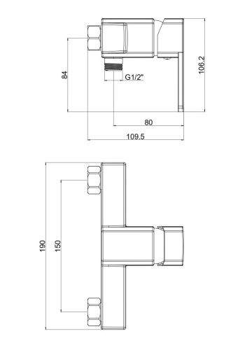 Смеситель для ванны и душа Voda Iceberg IC80 настенный хром - фото 3
