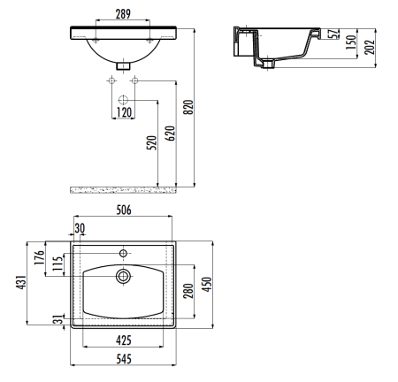 Раковина из сантехнического фарфора Creavit Sera TF155-00CB00E-0000 50х50 накладная цвет белый