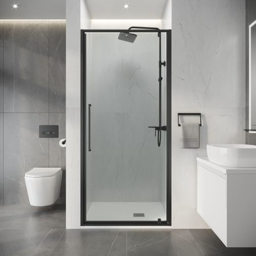 Душевая дверь Niagara Nova NG-35-8AGR 80х195 стекло прозрачное профиль графит матовый - фото 4