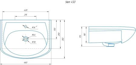 Раковина из сантехнического фарфора Rosa Уют 4620008192741 50х40 встраиваемая цвет белый