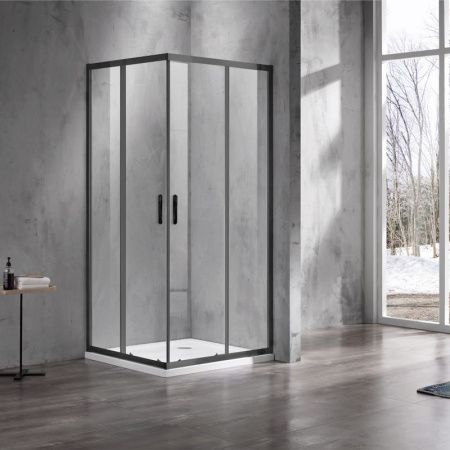 Душевой уголок Azario MILTON AZ-ND1142 1000 Black 100х100 стекло прозрачное профиль черный без поддона