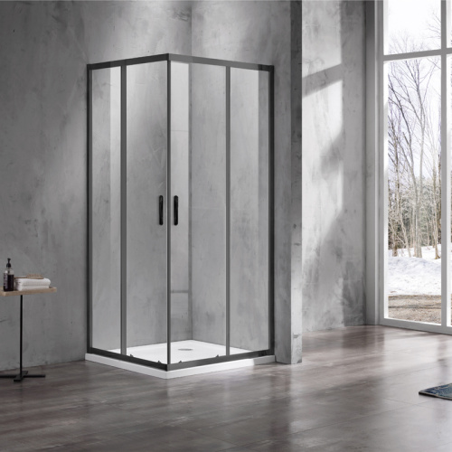 Душевой уголок Azario MILTON AZ-ND1142 900 Black 90x200 стекло прозрачное профиль черный без поддона - фото 2