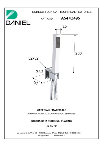 Душевой гарнитур Daniel A547Q495-DO настенный золото - фото 2 Душевой гарнитур Daniel A547Q495-DO настенный золото - фото 2