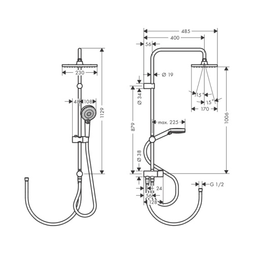 Душевой гарнитур Hansgrohe Vernis Shape 26282000 настенный хром - фото 2