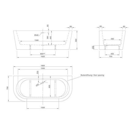 Ванна акриловая Knief Wall 0100-277-06 180х80 отдельностоящая прямоугольная
