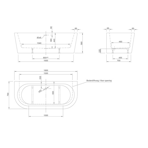 Ванна акриловая Knief Wall 0100-277-06 180х80 отдельностоящая прямоугольная - фото 2 Ванна акриловая Knief Wall 0100-277-06 180х80 отдельностоящая прямоугольная - фото 2
