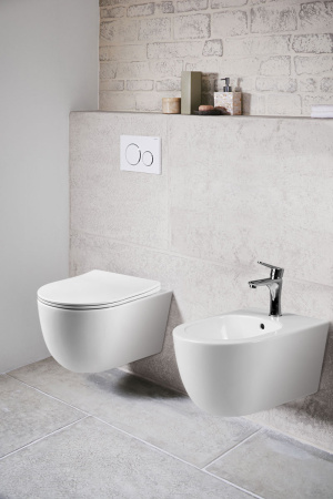 Унитаз подвесной Vincea Evo VT1-34S белый с сиденьем микролифт безободковый душевой смыв