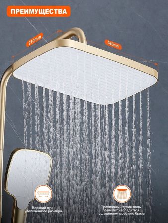 Душевая стойка ProHanss P60.24.03 настенная цвет золото