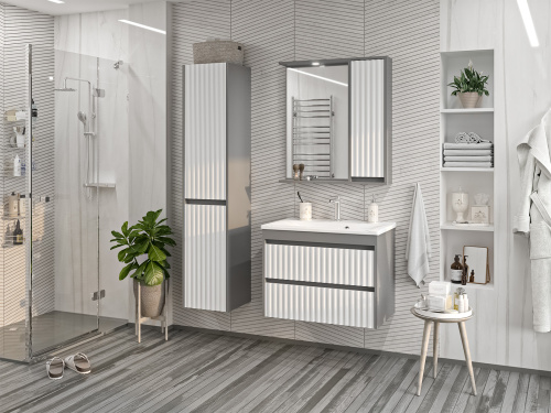 Зеркало-шкаф Brevita Balaton BAL-04075-01-01П 73х14х80 подвесной цвет белый/серый - фото 5 Зеркало-шкаф Brevita Balaton BAL-04075-01-01П 73х14х80 подвесной цвет белый/серый - фото 5