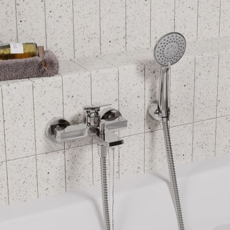 Смеситель для ванны и душа Wasserkraft Lopau 3200 3201 настенный хром