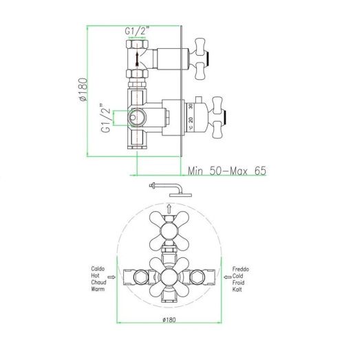 Смеситель для ванны и душа Webert Armony AM970901060 настенный медь с термостатом - фото 3