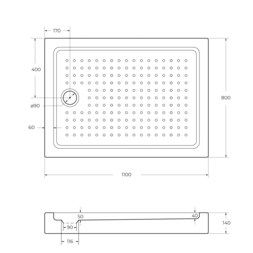 Душевой поддон Cezares TRAY-A-AH-110/80-15-W 110х80 акрил белый с ножками - фото 2