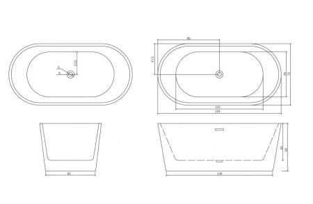 Ванна акриловая Cerutti SPA CT10521 170х75 отдельностоящая овальная с ножками