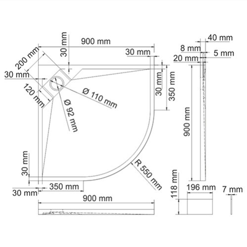 Душевой поддон WasserKRAFT Alme 15T 15T01 90x90 искусственный камень белый - фото 3