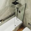 Душевая шторка на ванну Maybah Glass MGV-59-6у 60х140 стекло прозрачное профиль черный ориентация универсальная