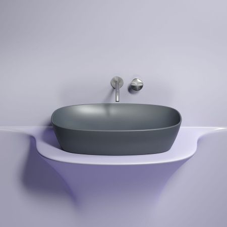 Раковина из сантехнического фарфора Ceramica Nova ELEMENT CN6049MDH 60х40 накладная цвет черный без отверстий под смеситель