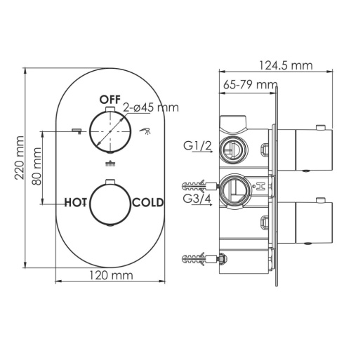 Смеситель для ванны и душа WasserKRAFT Berkel 4800 4844 Thermo встраиваемый хром - фото 5