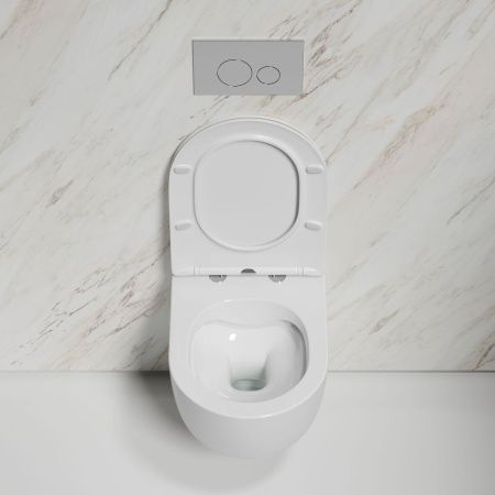 Унитаз подвесной Ceramica Nova MODENA CN6063 белый с сиденьем микролифт безободковый душевой смыв