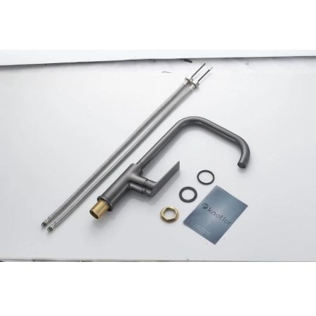 Смеситель для кухни Knotlor MUSE KN-61/GM на мойку вороненая сталь