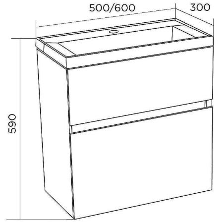 Тумба с раковиной 1MarKa Bumble У90670 60х30 подвесная цвет белый
