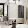 Душевая шторка на ванну Maybah Glass MGV-791-2 80х140 стекло тонированное профиль бронза ориентация универсальная