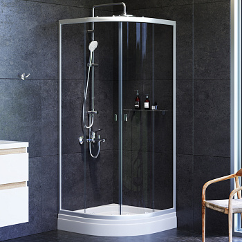 Душевой уголок Am.Pm X-Joy W88E-205-080MT64 80х80 стекло прозрачное профиль хром глянцевый с поддоном