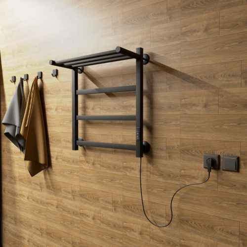 Полотенцесушитель Маргроид Вид 81-10 профильный 8110p-6050-1083-9005R 56х60 электрический черный матовый - фото 4