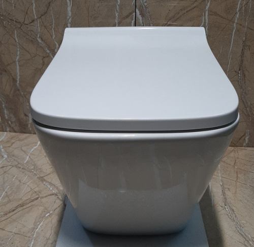 Унитаз подвесной CeramaLux 5171 белый глянцевый с сиденьем микролифт каскадный смыв - фото 3